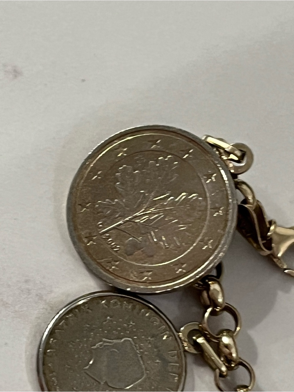 14K 585 Gold Chain Milor Euro Coin Italian Charm Bracelet Vintage 37g Weight - Picture 16 of 16